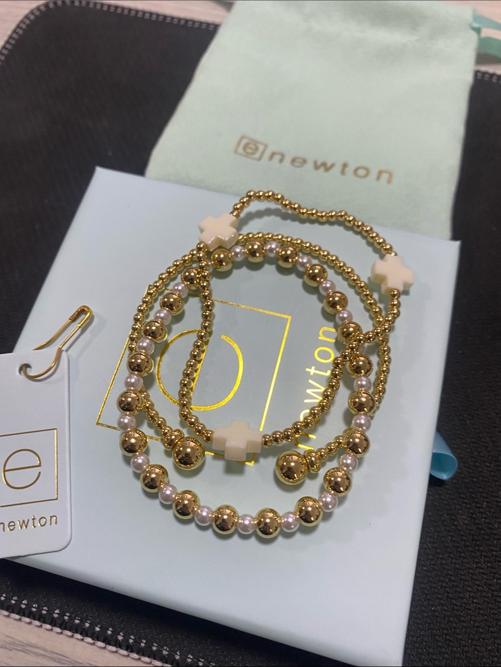 enewton Gold and Cream Cross Bead Bracelet Set - Picture 6 of 6